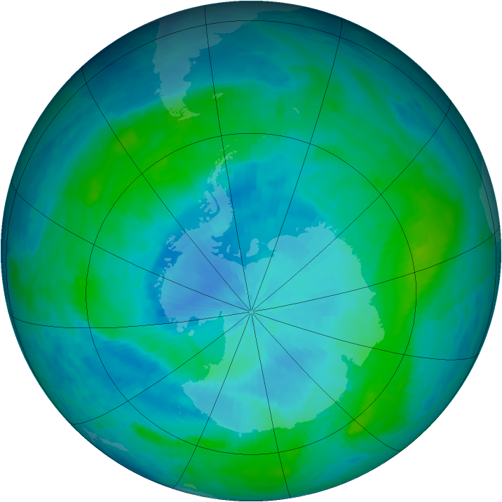 Antarctic ozone map for 04 February 1986